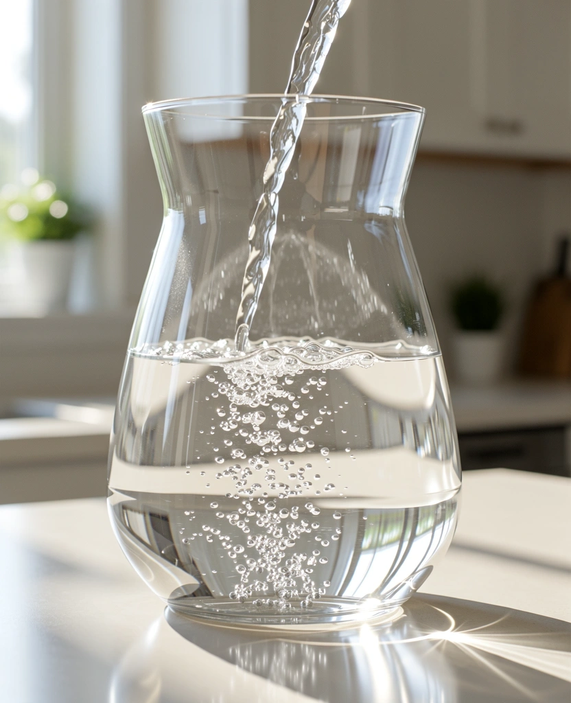 Klares Wasser in einer Glaskaraffe